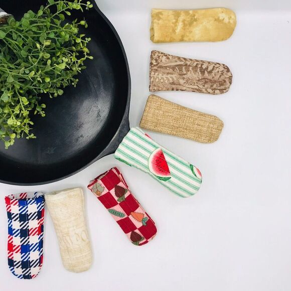 Cast Iron Pan Handle Covers Cotton Patriotic Squares Stocking Stuffer Gift Idea - Picture 2 of 2